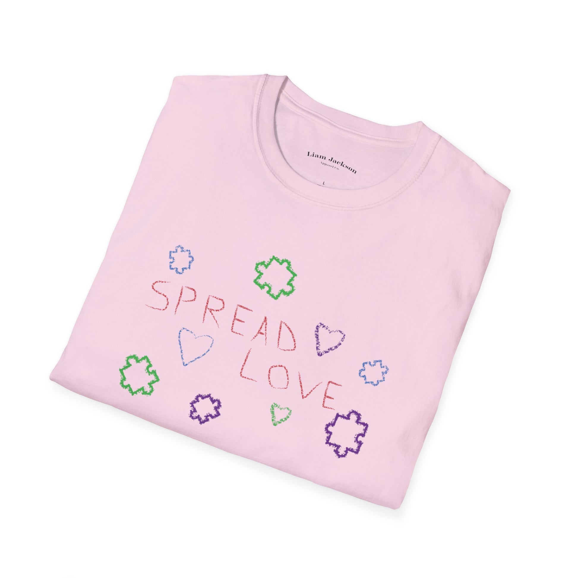 Unisex T-Shirt Spread Love Autism Support Hearts Puzzle Pieces