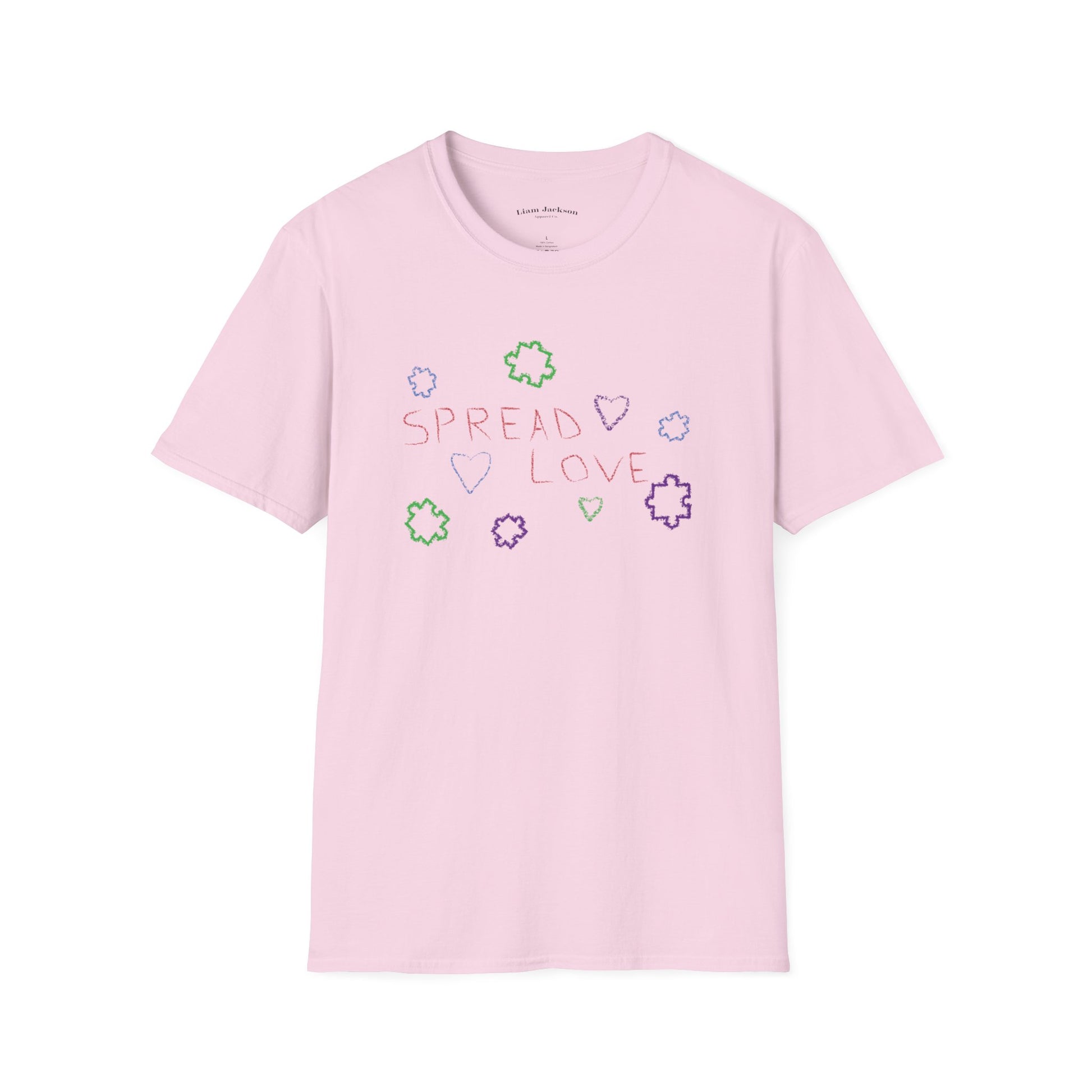 Unisex T-Shirt Spread Love Autism Support Hearts Puzzle Pieces
