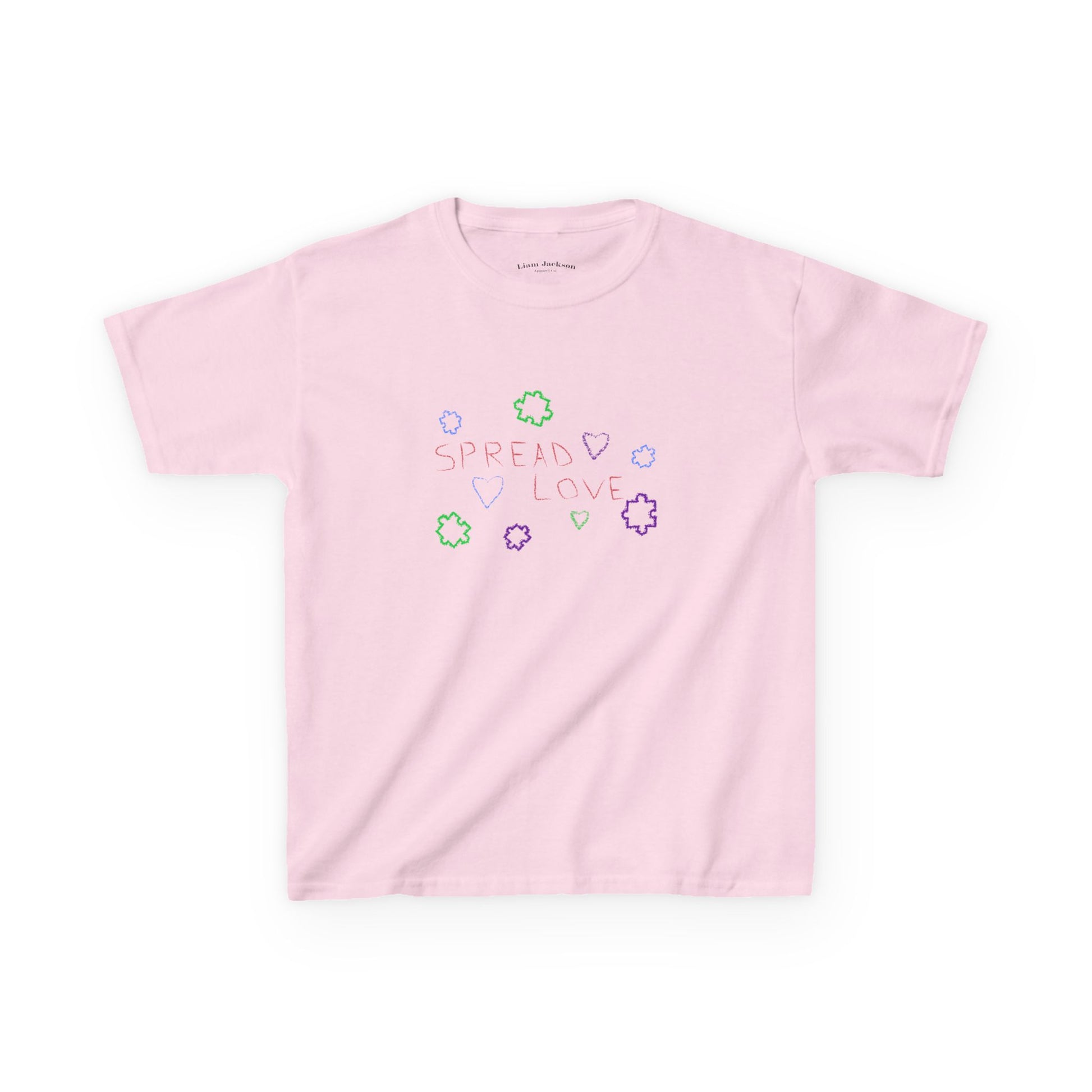 Kids Tee Spread Love Hearts Crayon Writing