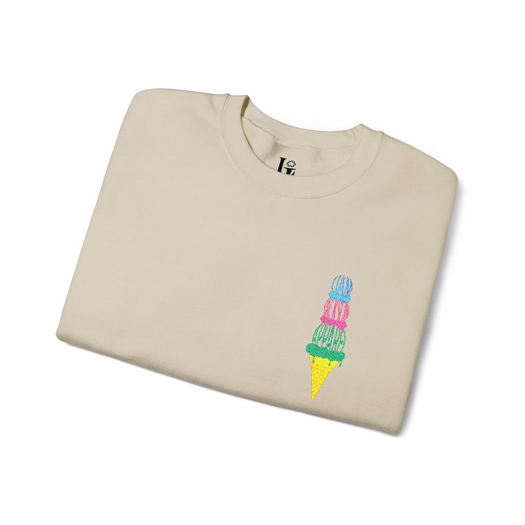 Embroidered Ice Cream Cone Sweatshirt (Sand)