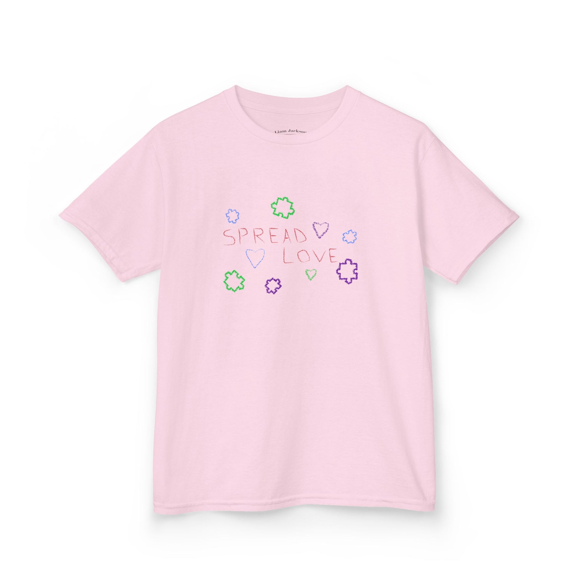 Kids Tee Spread Love Hearts Crayon Writing