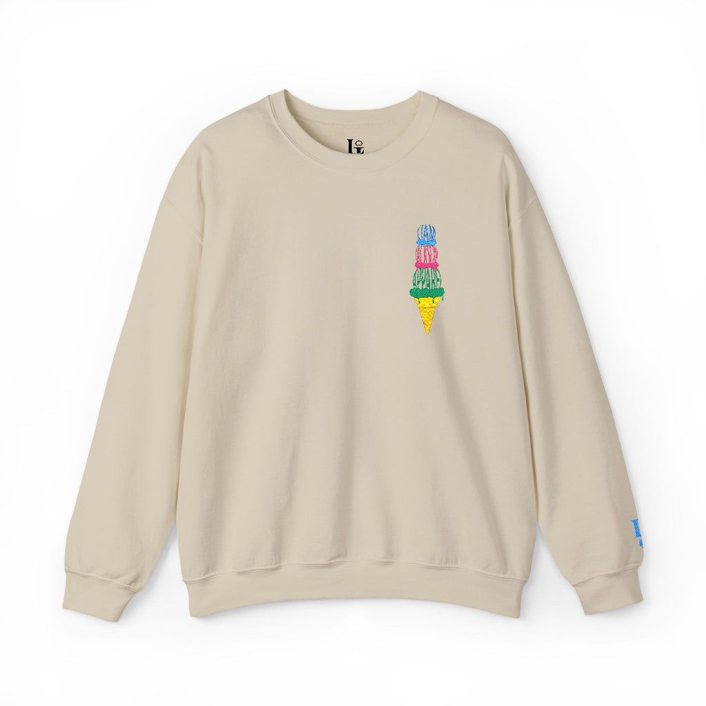 Embroidered Ice Cream Cone Sweatshirt (Sand)