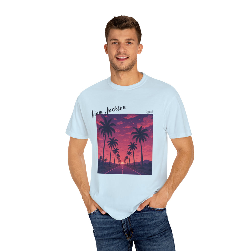 Palm Tree Sunset T-shirt (blue)