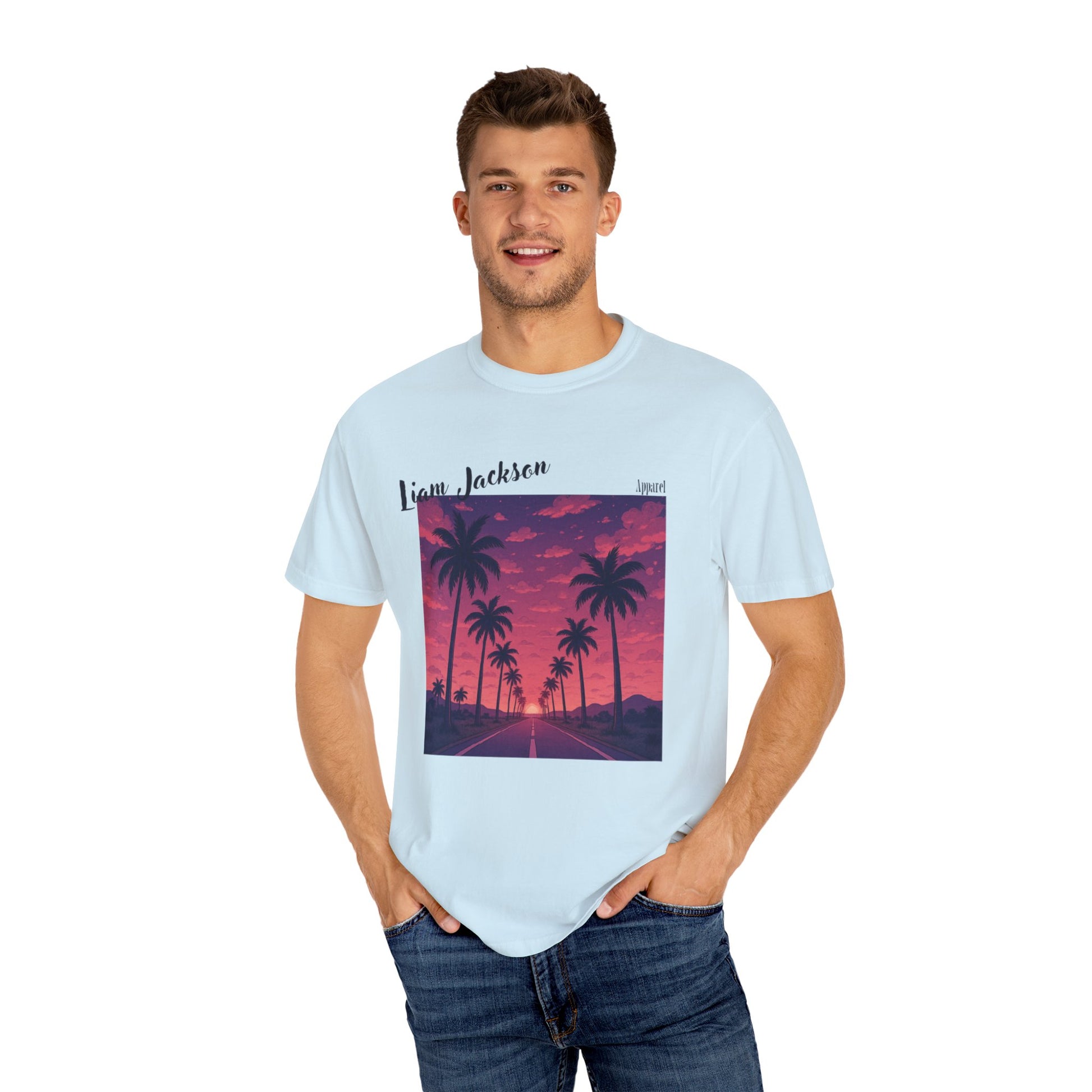 Palm Tree Sunset T-shirt (blue)